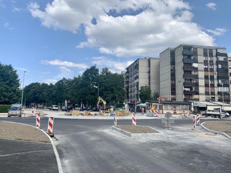 Gradnja krožišča v Domžalah